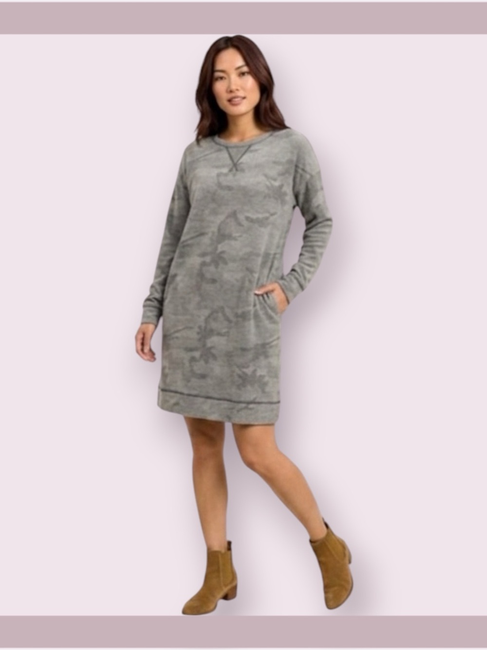Sinuous Brushed Camo Fleece Dress